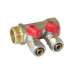 МП Коллектор RVC 3/4 гш регулируемый 3 выхода цанги на 16 (в комплекте с запасными синими ручками)