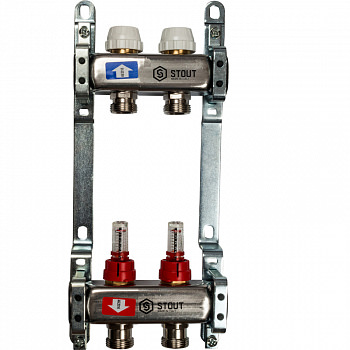 Коллектор 2 вых. с расходомером STOUT 