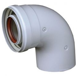 Уголок 90° для газоотвода 60/100, алюминий крашеный для котлов Рысь, Ягуар