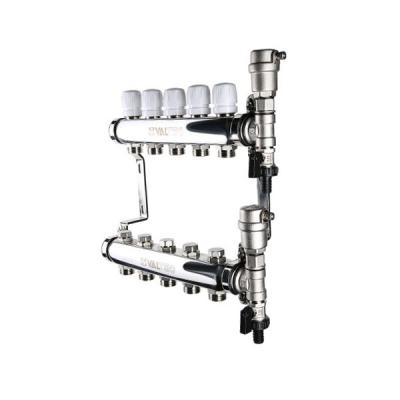 Коллектор Valtec VTc.588.EMNX 1"х3/4", 4вых., c клапанами, сталь нерж., (компл), белый