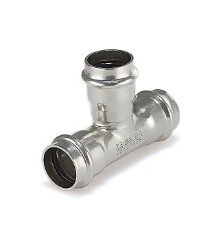 Трехраструбный пресс-тройник из нержавеющей стали 28*15*28mm ZEISSLER