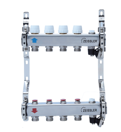 Коллектор из нерж. стали с вентилями на 4 выхода ZIESSLER