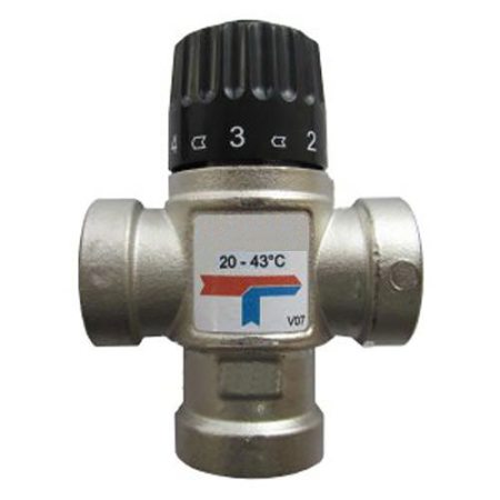 Клапан термостатический смесительный STOUT для систем отопления и ГВС 35-60°C нр.1", KVS 1,6