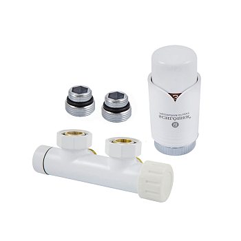 Узел подключ. DUO-PLEX Белый Угловой, правый 3/4 x М22x1,5 + 2 Ниппеля 1/2x3/4