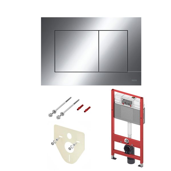 Комплект для установки подвесного унитаза: застенный модуль, пластиковая панель смыва TECEnow, хром