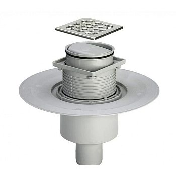 Трап для душевой с сухим затвором вертикальный выпуск 10*10 (выход 50) ZS