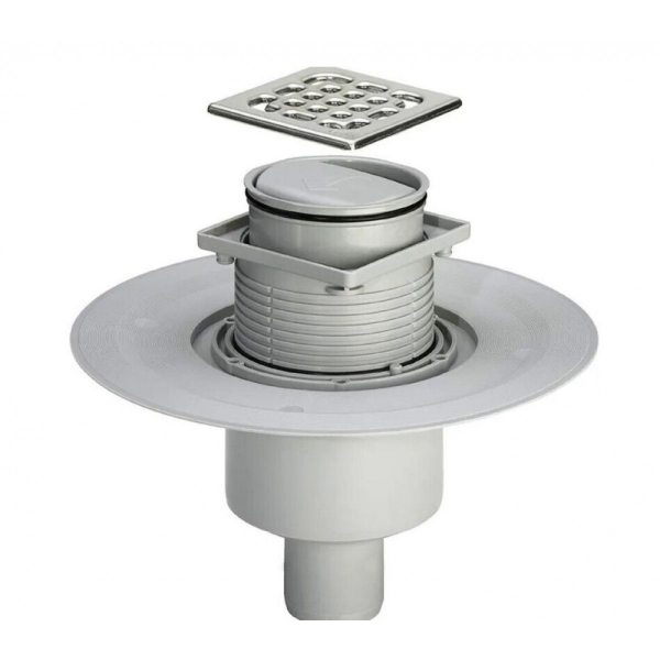 Трап для душевой с сухим затвором вертикальный выпуск 10*10 (выход 50) TIM