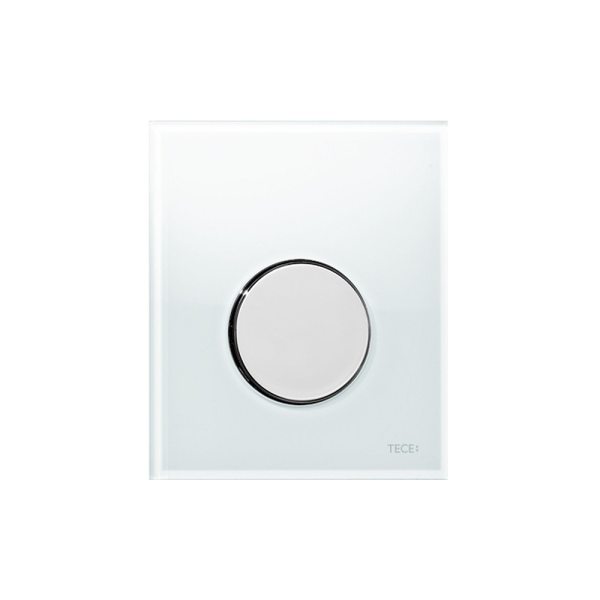 Стеклянная панель смыва для писсуара TECEloop, стекло белое, клавиша хром глянцевый