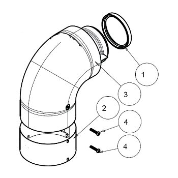 Отвод (алюм.), коаксиальный   90°, 60/100