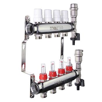 Коллектор 1''х9 вых.евроконус 3/4'' VT с расходомерами