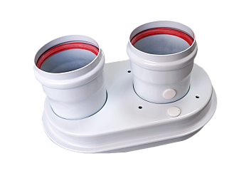 Адаптер дымохода двухканальный Æ80-80, алюм. для котлов Рысь, Ягуар