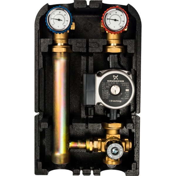 Насосная группа с прямым контуром 3/4" c насосом Grundfos UPSO 15-65 130 в теплоизоляции STOUT