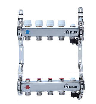 Коллектор из нерж. стали с вентилями на 9 выходов ZS