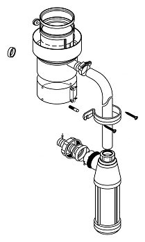 Адаптер с конденсатоотводчиком(алюм.), со шлангом, сифоном и отверстием для измерений 80/125мм