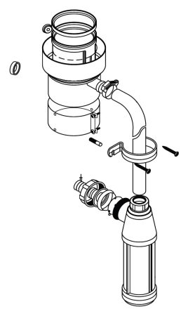 Адаптер с конденсатоотводчиком(алюм.), со шлангом, сифоном и отверстием для измерений 80/125мм