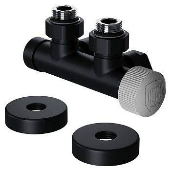 Узел нижнего подключения термостатический угловой Royal Thermo Design Pro 15мм М30х1,5 (Черный)