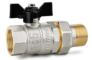 Кран шаровой латунный ПРЯМОЙ С НАКИДНОЙ ГАЙКОЙ LD Pride DN20 3/4" ВР*НГ бабочка (уп.16.шт)