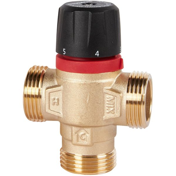 Термостатический смесительный клапан для отопления и ГВС Rommer 1 НР 20-43°С KV 1,6 (боковое смешив)