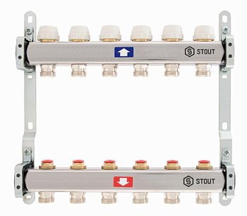 Коллектор 3 вых. с вентилями STOUT 