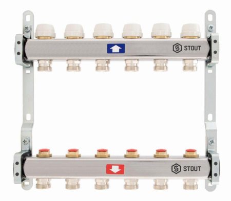 Коллектор 3 вых. с вентилями STOUT (простой)