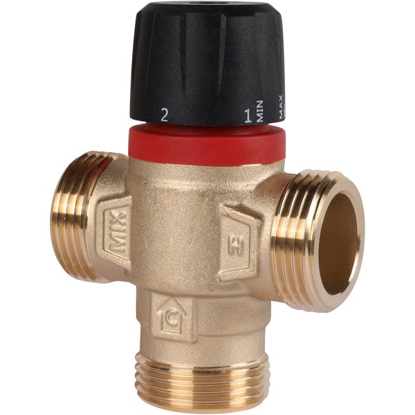 Термостатический смесительный клапан для отопления и ГВС Rommer 1 НР 20-43°С KV 2,5 (боковое смеш)