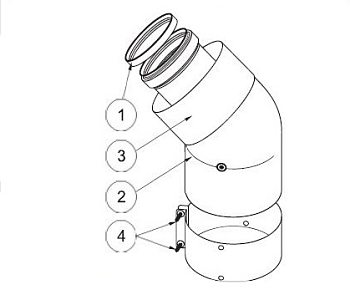 Отвод 90° 60/100 с измерительным отверстием