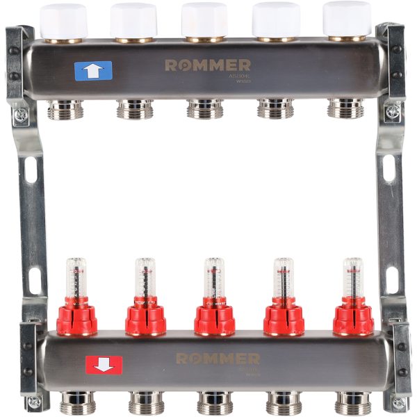 Коллектор из нержавеющей стали с расходомерами, 5 вых. ROMMER