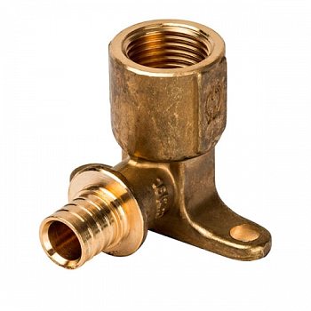 Угольник с креплением с длинным нарезным патрубком 16*1\2 в.р. Stout