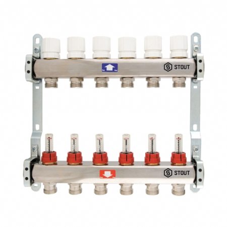 Коллектор 4 вых. с расходомером STOUT (простой)