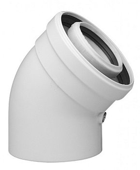 Коаксиальный отвод полипропиленовый 45 град,  диам 110/160 мм, НТ