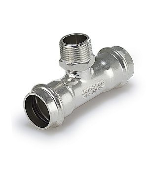 Пресс-тройник из нержавеющей стали с наружней резьбой 22mm*3/4 ZEISSLER