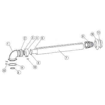 Горизонтальный коаксиальный дымоход 750 мм для Protherm Ягуар и Рысь (с коленом)
