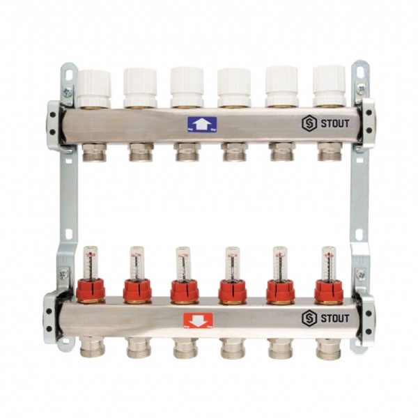 Коллектор 5 вых. с расходомером STOUT (простой)